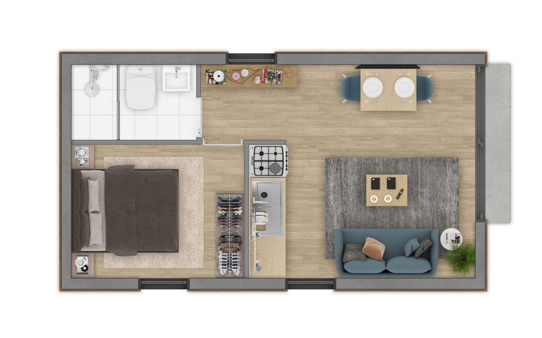 One bedroom floorplan